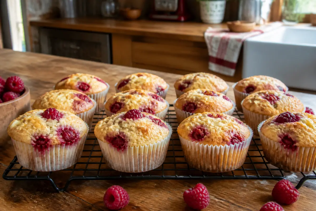 Muffins chocolat blanc et framboises : La recette facile !